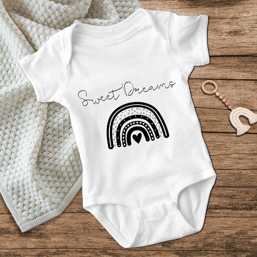 Simple Modern Black White Baby Bodysuit