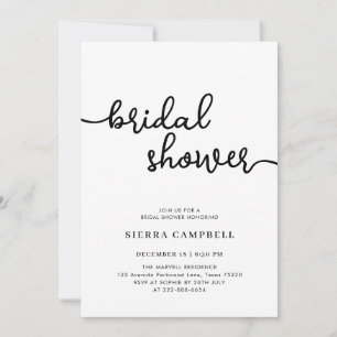 Simple Modern Black & White Bridal Shower Invitation