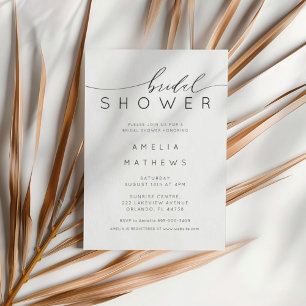Simple Modern Black & White Bridal Shower Invitation