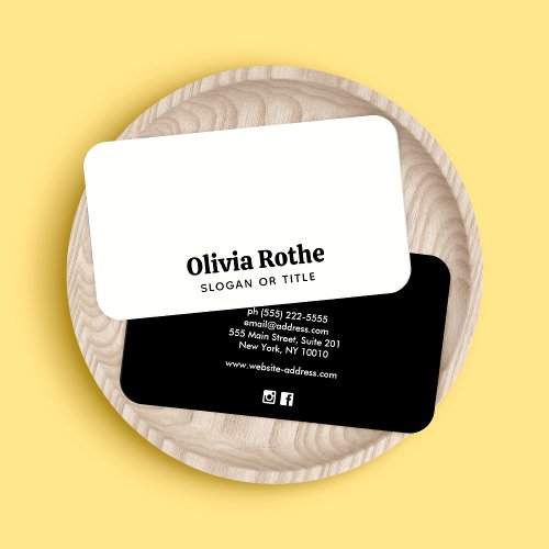 Simple Modern Black White   Business Card