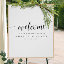 Simple Modern Black White Couple's Shower Welcome
