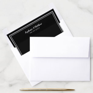 Simple Modern Black & White Custom Name Date Envelope Liner