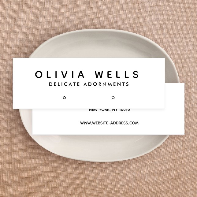 Simple Modern Black White Earring Display Mini Mini Business Card (Creator Uploaded)
