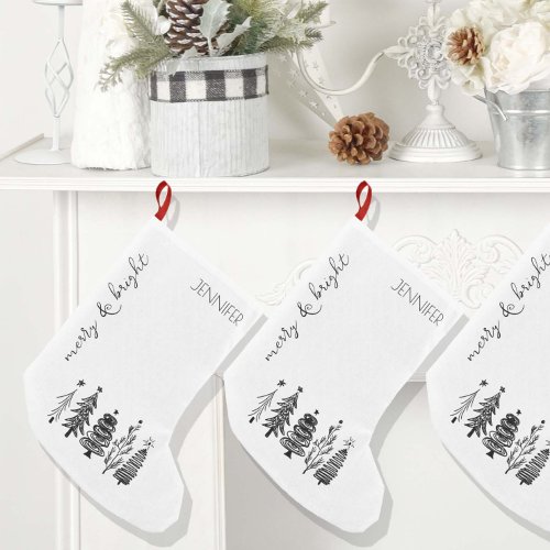 Simple Modern Black White Family Christmas Decor Small Christmas Stocking