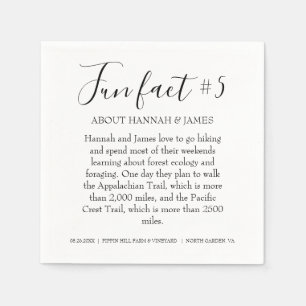 Simple Modern Black White Fun Fact 5 Wedding Napkins