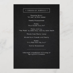 Simple Modern Black &amp; White Funeral Program | Zazzle
