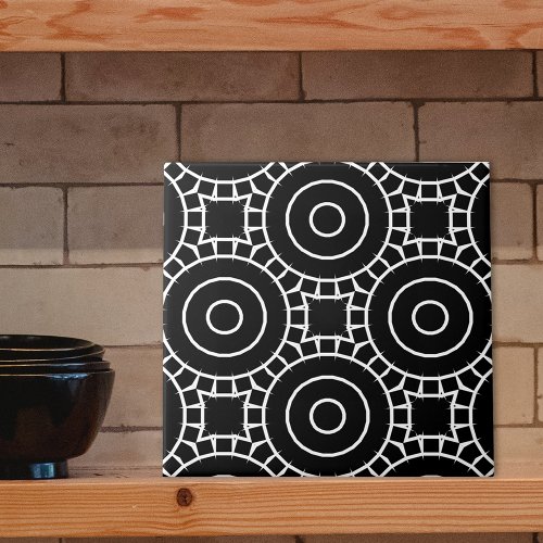 Simple Modern Black  White Geometric Pattern Ceramic Tile