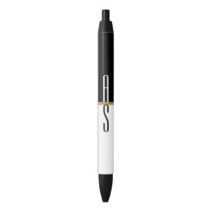 Simple Modern Black White & Gold Glitter Monogram Pen