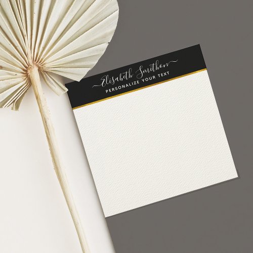 Simple Modern Black White Gold Personal Stationery Note Card