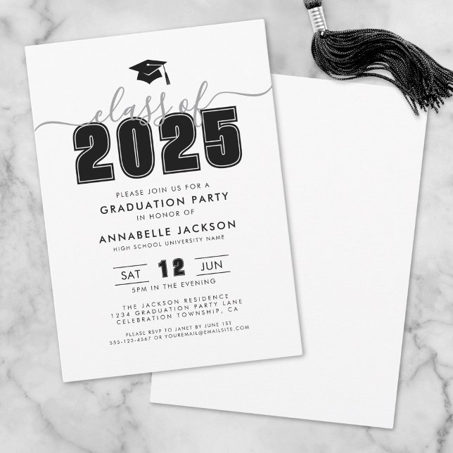 Simple Modern Black White Graduation Party Invitation (Simple Modern Black White Graduation Party Invitation)