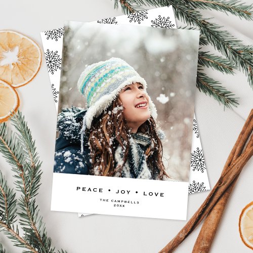Simple  Modern Black White   Holiday Photo Card