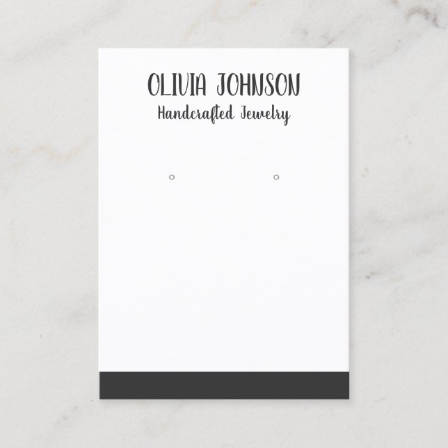 Simple Modern Black White Jewelry Earring Display Business Card (Front)