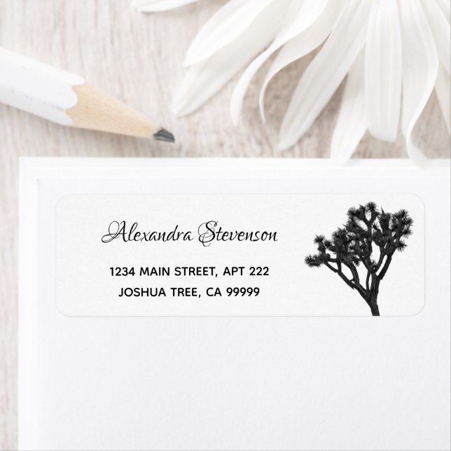 Simple Modern Black & White Joshua Tree Boho Label (Insitu)