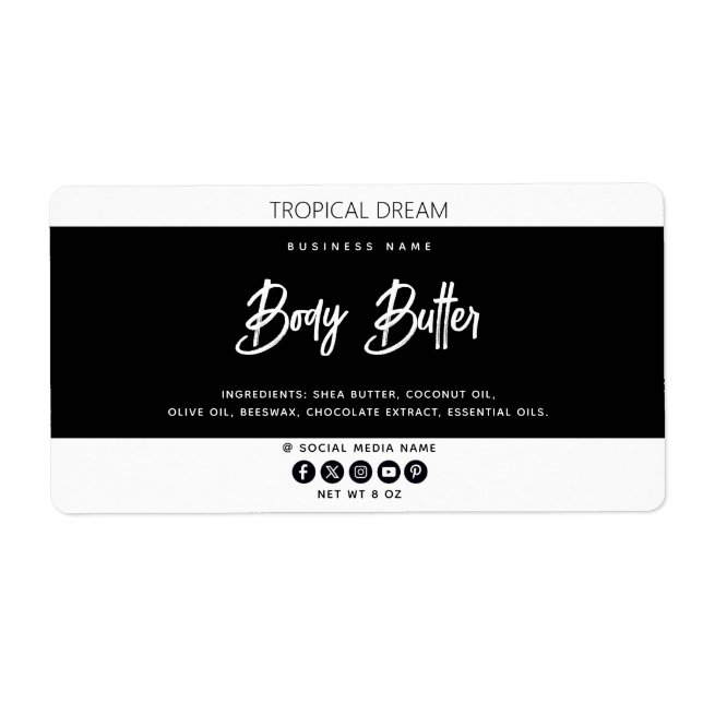 Simple modern black  white label (Front)