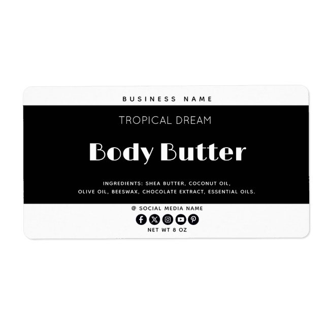 Simple modern black  white label (Front)