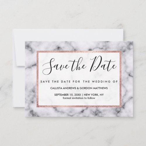 Simple Modern Black White Marble Stone Pattern Save The Date
