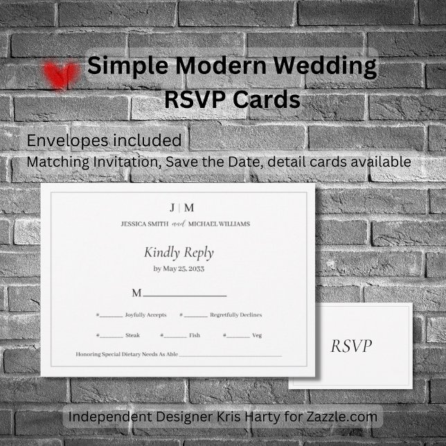 Simple Modern Black White Minimal Border RSVP (Creator Uploaded)