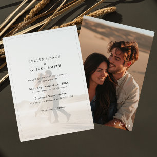 Simple Modern Black & White Overlay Photo Wedding Invitation