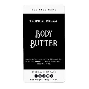 Simple modern black white product label