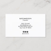 Simple Modern Black White Professional Business Card (Back)