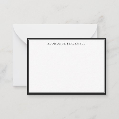 Simple Modern Black White Professional Note Card