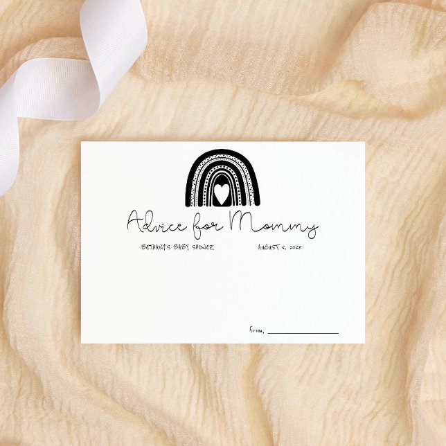 Simple Modern Black White Rainbow Advice for Mom Note Card (Creator Uploaded)