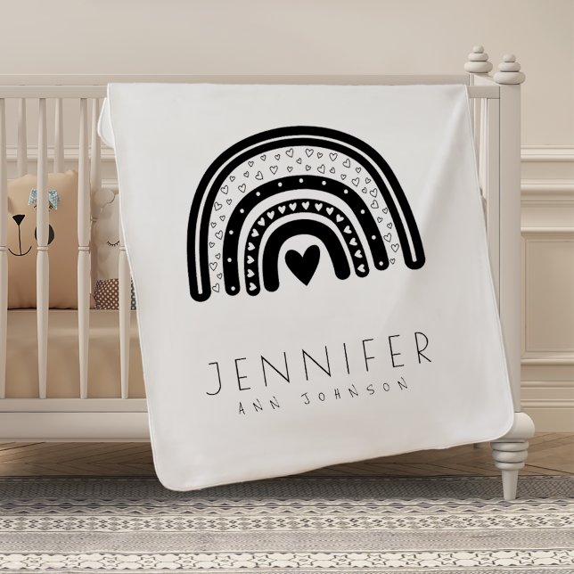 Simple Modern Black White Rainbow Baby Blanket (Creator Uploaded)