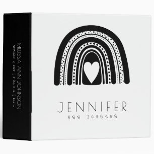 Simple Modern Black White Rainbow Baby Photo Album 3 Ring Binder