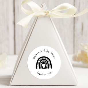 Simple Modern Black White Rainbow Baby Shower Classic Round Sticker