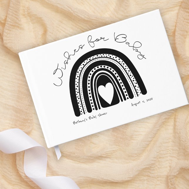 Simple Modern Black White Rainbow Baby Shower Guest Book (Creator Uploaded)