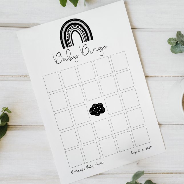 Simple Modern Black White Rainbow Baby ShowerBingo (Creator Uploaded)