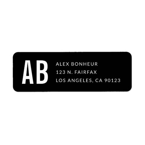 Simple Modern Black  White Return Address Label