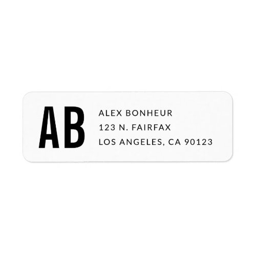 Simple Modern Black  White Return Address Label