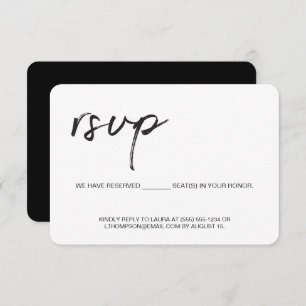 Simple Modern black white script Email back RSVP
