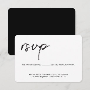 Simple Modern black white script Email back RSVP Card