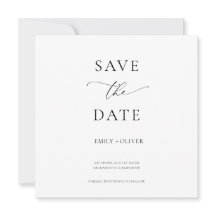 Simple Modern Black & White Square Save the Date