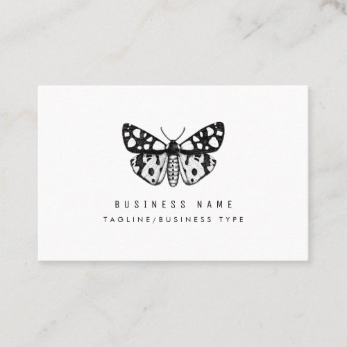 Simple Modern Black  White Tiger Moth Business Card