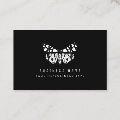 Simple Modern Black  White Tiger Moth Business Card