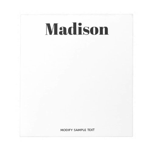 Simple Modern Black White Typography Notepad