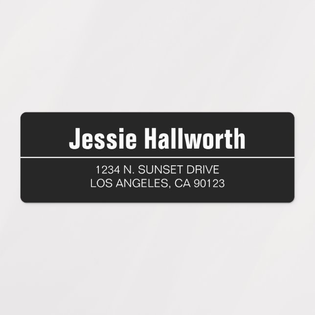 Simple Modern Black White Waterproof Address Labels (Design 5)