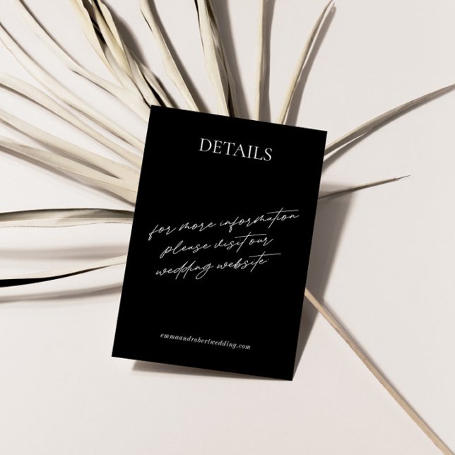 Simple Modern Black & White Wedding Details Enclosure Card (Simple Modern Black & White Wedding Details Enclosure Card)