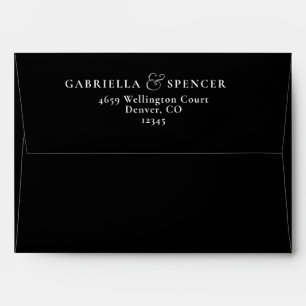 Simple Modern Black White Wedding Envelope
