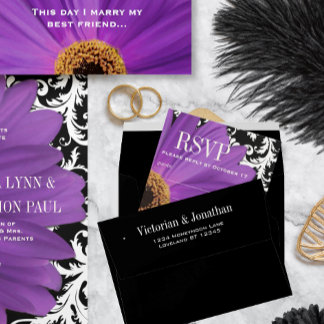 Simple Modern Black & White Wedding  Envelope