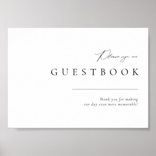 Simple Modern Black  White Wedding Guestbook Sign