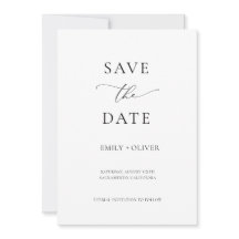 Simple Modern Black & White Wedding Save the Date