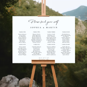 Simple Modern Black & White Wedding Seating Charts Foam Board