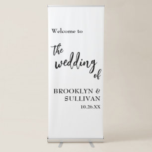 Simple, Modern Black & White Wedding Welcome Retractable Banner