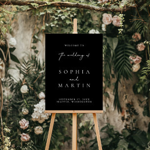 Simple Modern Black & White Wedding Welcome Sign