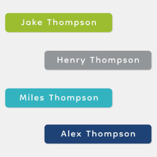 Simple Modern Blue and Green Dark Name Kids' Labels