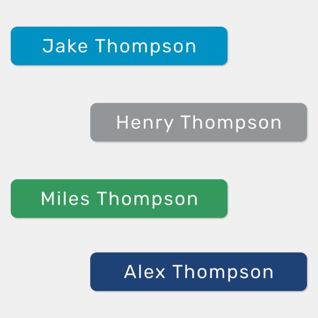 Simple Modern Blue and Green Name Kids' Labels (Group)